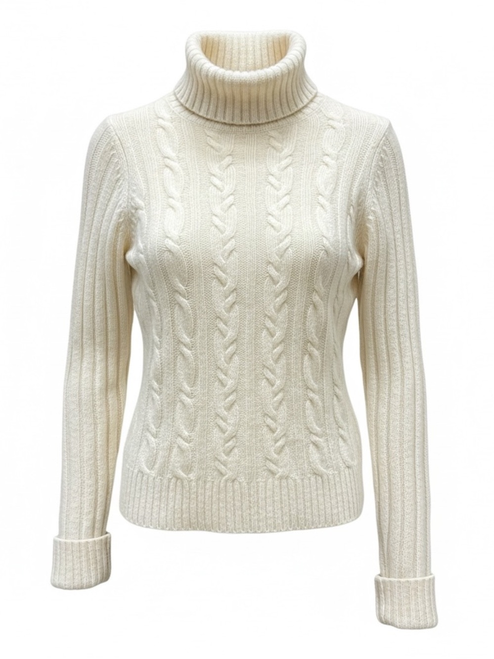LOFT Cream Cable Turtleneck Sweater